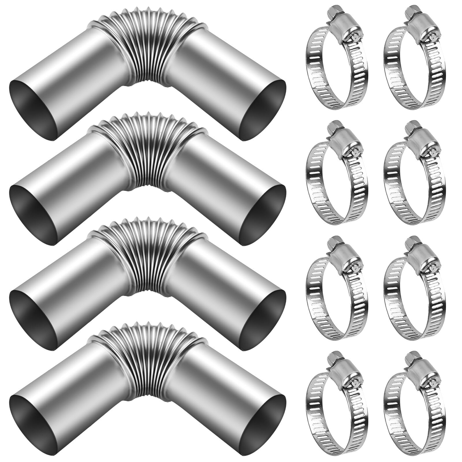 Acboor Edelstahl Abgasrohr, 4 Stück Standheizung Abgasrohr, 24 MM Edelstahl Abgasrohr Winkelverbinder, Standheizung Zubehör Abgasrohre für Autos Stromerzeuger Diesel Heizung (Edelstahl 13 cm) von Acboor