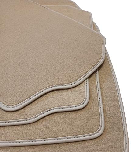 Accessorionline Premium Velours Fußmatten für Audi 80 Cabrio 1991-1994 mit Maßen und Befestigungen, Originalteppich, Beige mit Lederrand B4 von Accesorionline