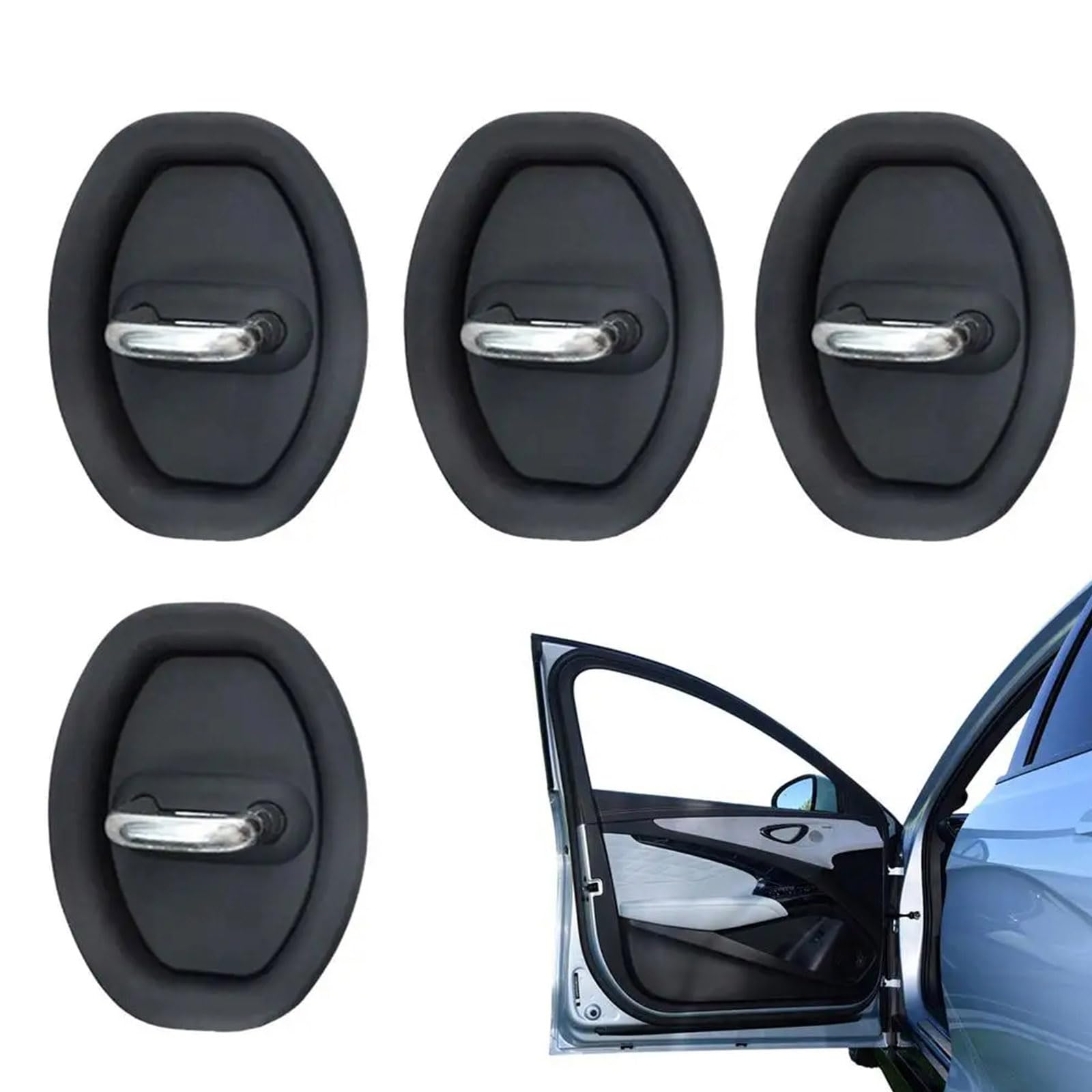 Auto Türschloss Abdeckung, Schutz für Türverriegelung,Türschlossabdeckungen Auto,Auto-Silikon-Türriegel-Schutzhülle (Black,4PCS) von Accrue