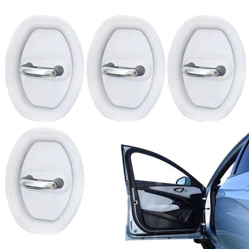 Auto Türschloss Abdeckung, Schutz für Türverriegelung,Türschlossabdeckungen Auto,Auto-Silikon-Türriegel-Schutzhülle (White,4PCS) von Accrue