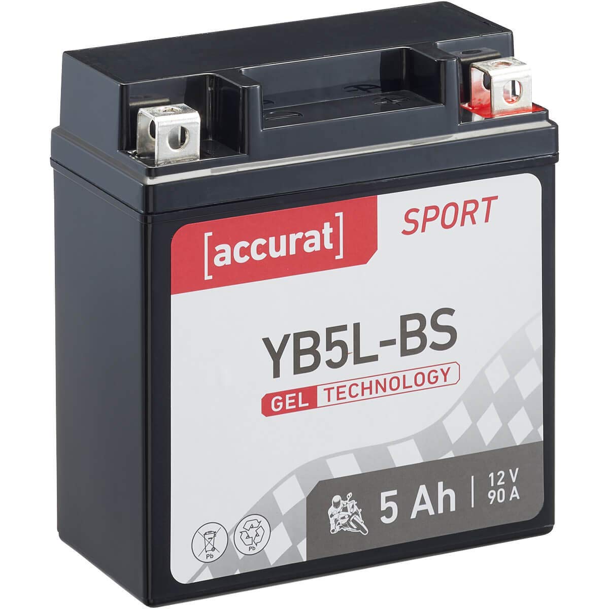 Accurat Motorradbatterie YB5L-BS - 12V, 5Ah, 90A, zyklenfest, wartungsfrei, Gel - Starterbatterie, Batterie in Erstausrüsterqualität für Rasentraktor, Roller, Motorrad, Quad von Accurat