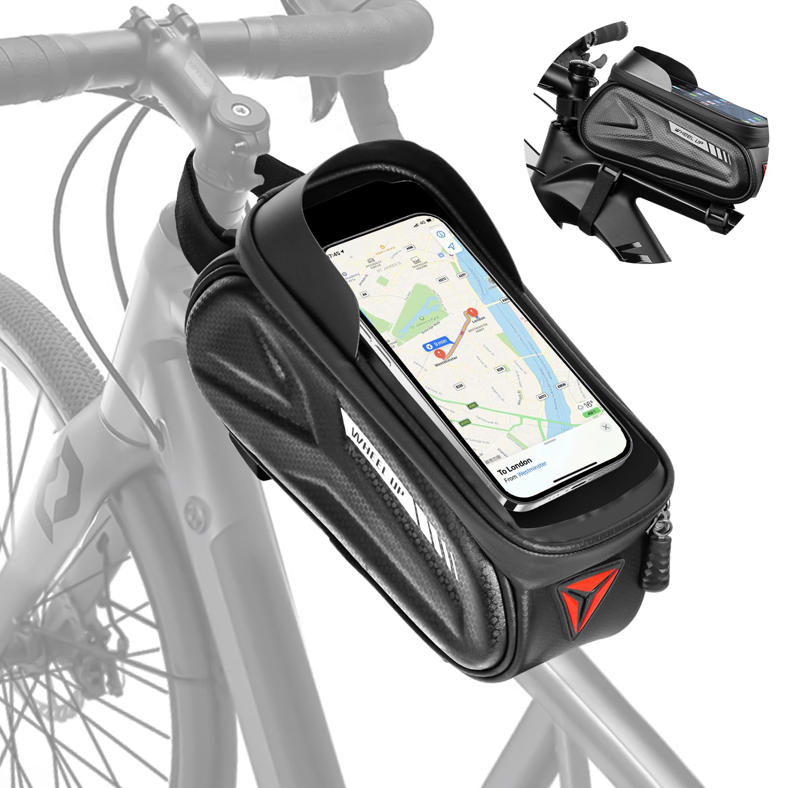 Acentor Fahrradtasche Rahmen, Rahmentasche Fahrrad, 2,7L Wasserdicht Handytasche Fahrrad, Handy Oberrohrtasche mit TPU Sensitivem Touchscreen für Smartphone 4,7-7 Zoll von Acentor