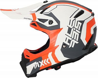 Acerbis Profile 5 S23, Motocrosshelm - Matt Weiß/Grau/Neon-Orange - L von Acerbis