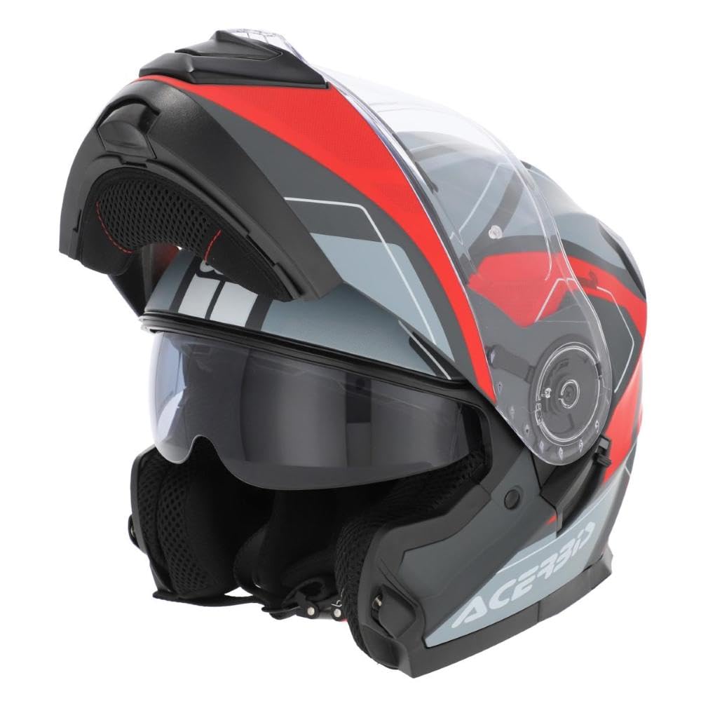 Acerbis Serel ECE22.06 Helm, aufklappbar, Grau Rot, Größe M (57–58 cm) von Acerbis