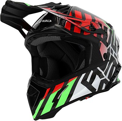 Acerbis Steel Carbon S24, Motocrosshelm - Schwarz/Grün/Rot/Weiß - XS von Acerbis