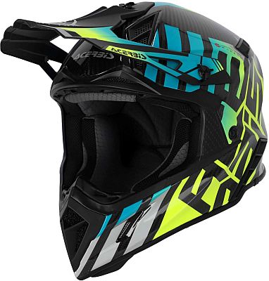 Acerbis Steel Carbon S24, Motocrosshelm - Schwarz/Türkis/Neon-Gelb - M von Acerbis