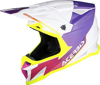 Acerbis T711, Motocrosshelm - Weiß/Lila/Pink/Neon-Gelb - M von Acerbis