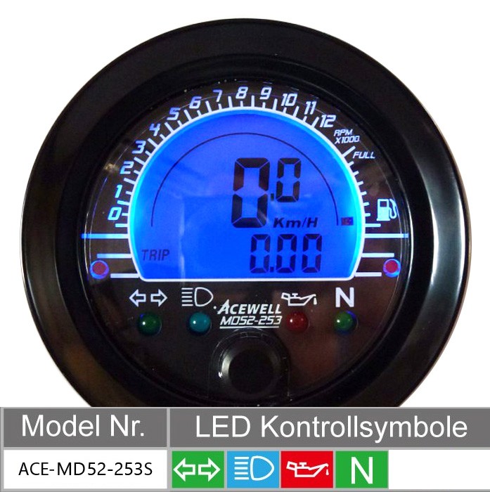 Acewell Drehzahlmesser ACE-MD52-253S von Acewell