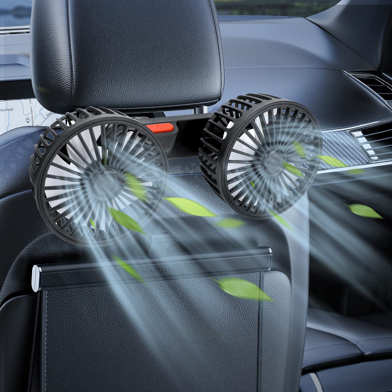 Achort Auto Kfz Ventilator 5V Auto Kfz Lüfter, Doppellüfter, Gebläse Klimaanlage Fan mit 3 Geschwindigkeiten und 360-Grad-Drehung Doppellüfter Einstellbare Ventilatoren von Achort