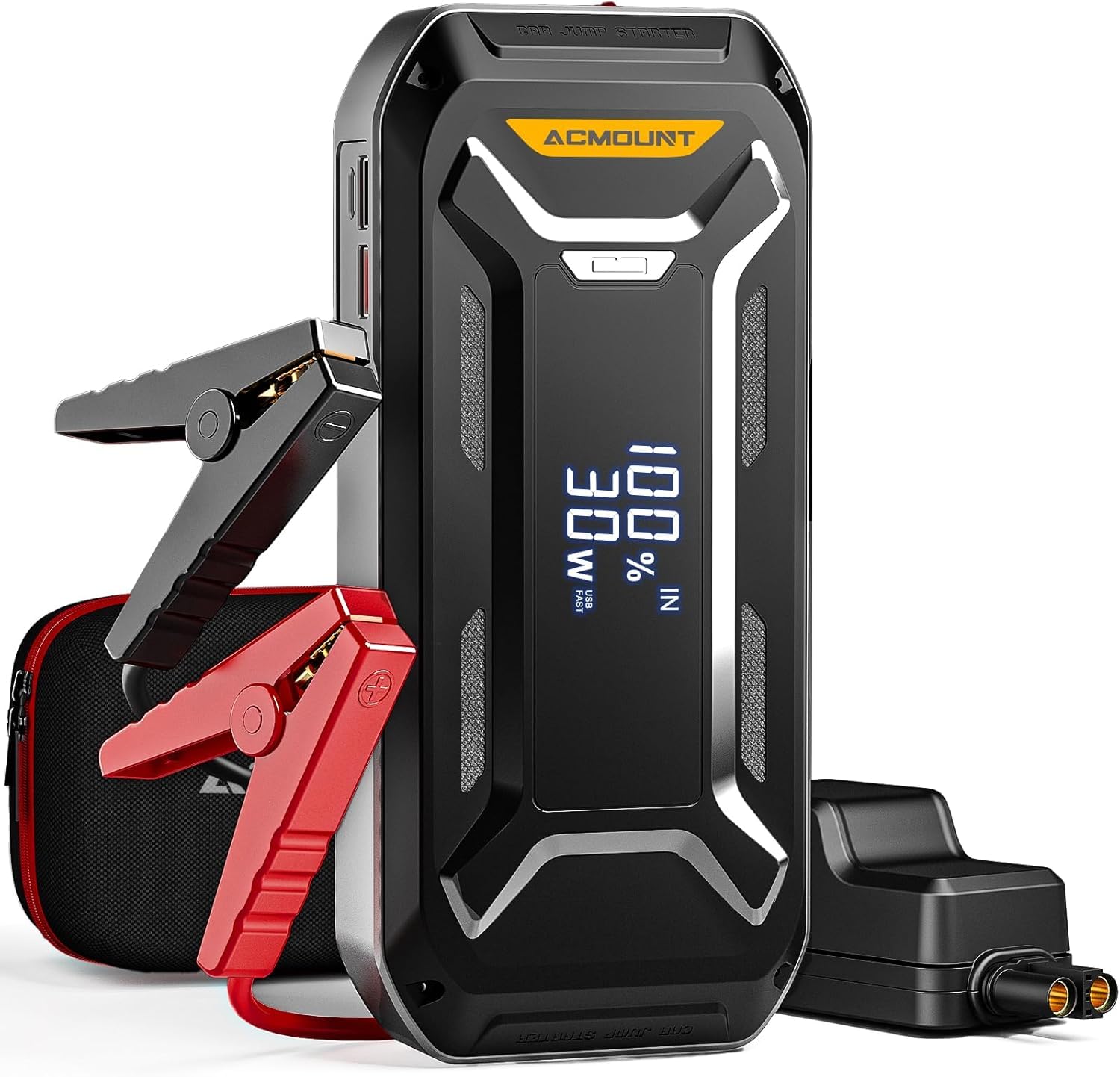 Acmount Starthilfe Powerbank, 5000A Spitzenleistung Booster Auto Starthilfe Powerbank für Pkw (für Alle Benzin/10,0L Diesel), 12V Jump Starter mit LCD-Display, USB-Schnellladung, LED-Licht von Acmount