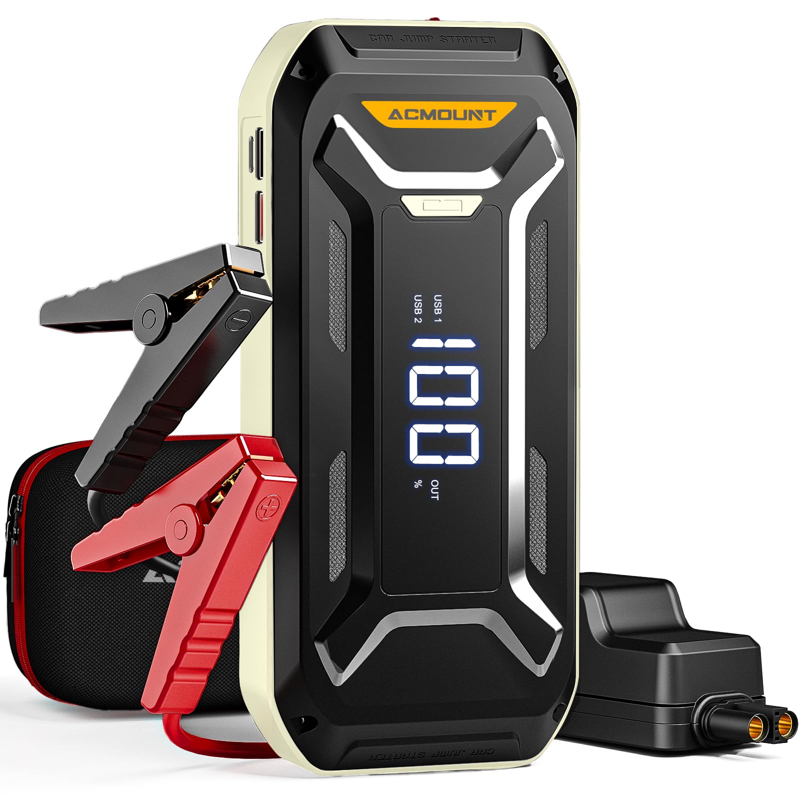 Starthilfe Powerbank, 5000A Spitzenleistung Booster Auto Starthilfe Powerbank für Pkw (für Alle Benzin/10,0L Diesel), 12V Jump Starter mit LCD-Display, USB-Schnellladung, LED-Licht von Acmount