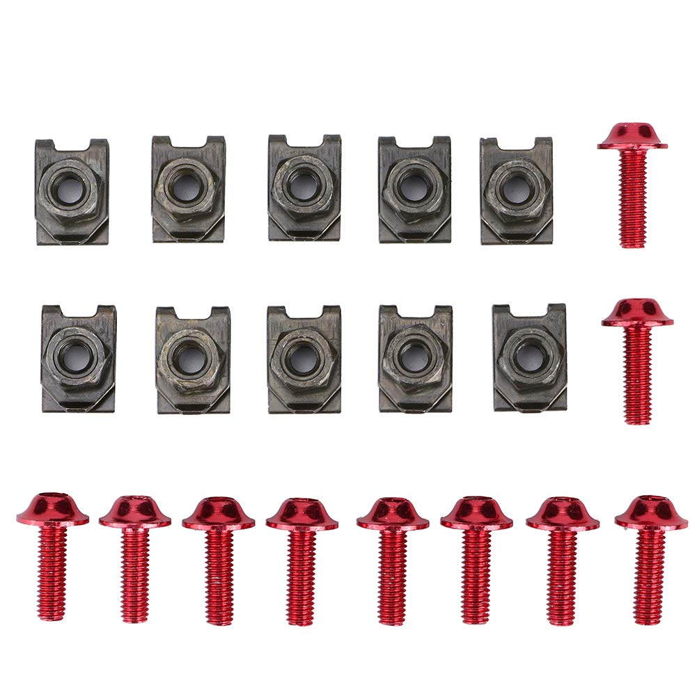 10x M5 Motorrad-Verkleidungskörper-Bolzensatz Schraube Spire Speed ​​Fastener Clip Mutter Passend für Motorräder (schwarz) für Vis Carenage Vis Rouge Moto Fairing Bo 5 Mm (Rot) von Acouto