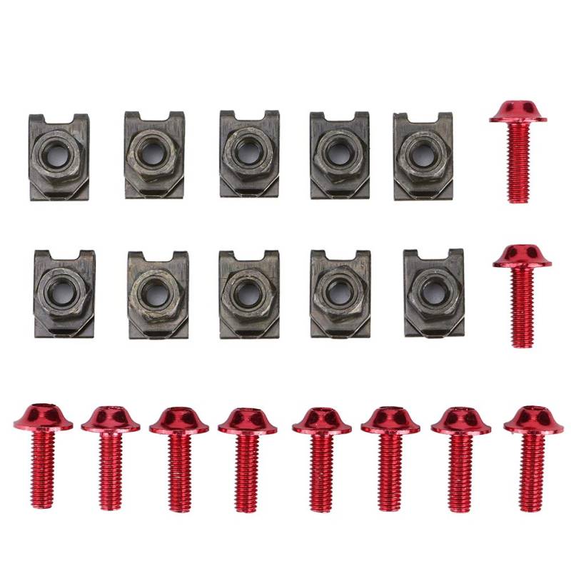 10x M5 Motorrad-Verkleidungskörper-Bolzensatz Schraube Spire Speed ​​Fastener Clip Mutter Passend für Motorräder (schwarz) für Vis Carenage Vis Rouge Moto Fairing Bo 5 Mm (Rot) von Acouto