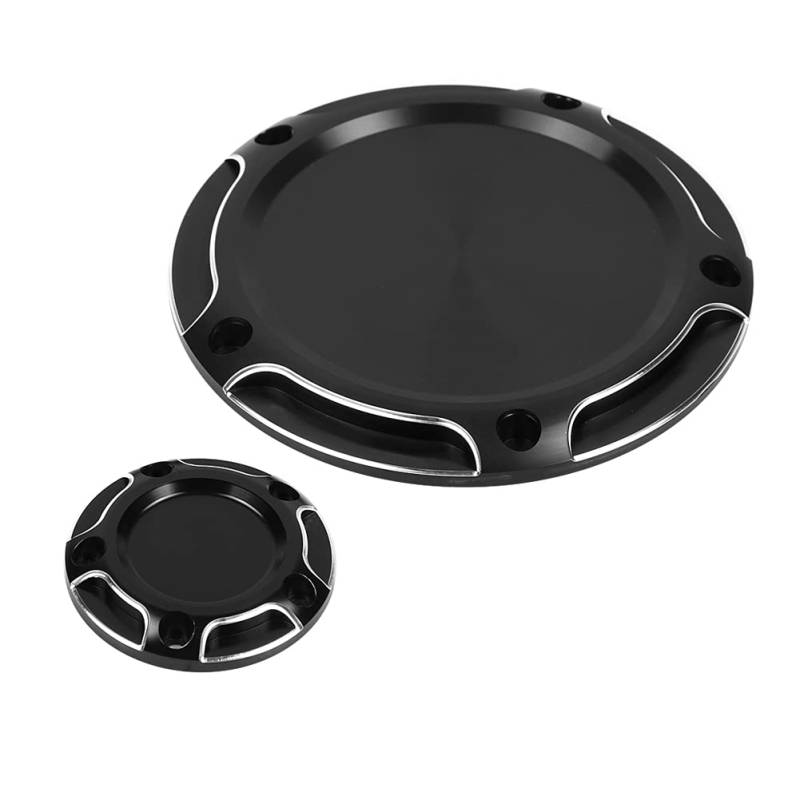 2 Stück Schwarze CNC-Aluminium-Motorrad-Derby-Timer-Abdeckung für Tou Road King-Abdeckung Speziell passend. Seine Passform Ist mit Ihrem Timer Cover Derby Cover Points Cover von Acouto