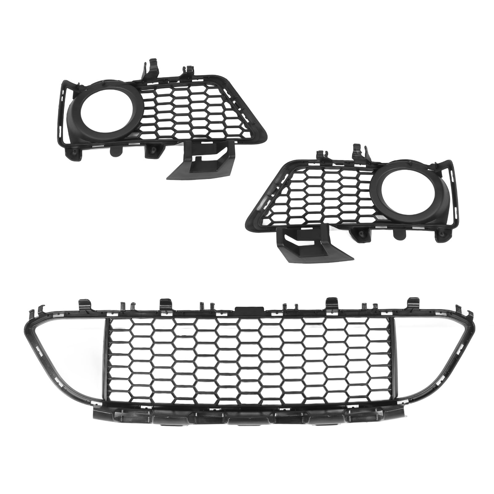 3-teiliges Frontstoßstangen-Grill-Set 51118054156, Car Center Lower Grill Trim Cover für 3 Series F30 2011 Bis 2015, ABS-Material, Schwarze Farbe, 511180541325 51118054155, von Acouto