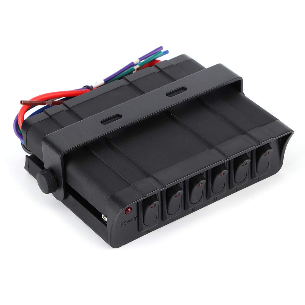 6-Gang-Wippschalter-Box-Controller mit Momentschalter, Breite Anwendung für Autos, Wohnmobile, Yachten, ABS + Metall, 12–24 V von Acouto