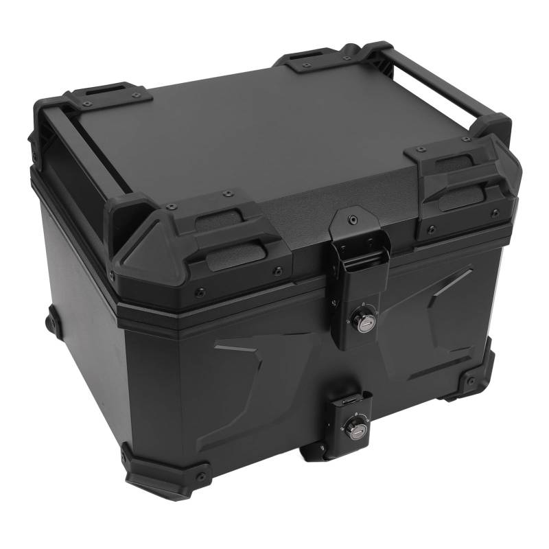 Acouto 45L ABS-Motorrad-Topbox, wasserdichte Universal-Motorrad-Hecktasche, Kofferraumaufbewahrung für Helmgepäck mit Sicherheitsschlosssystem, Schwarz, Geeignet für von Acouto