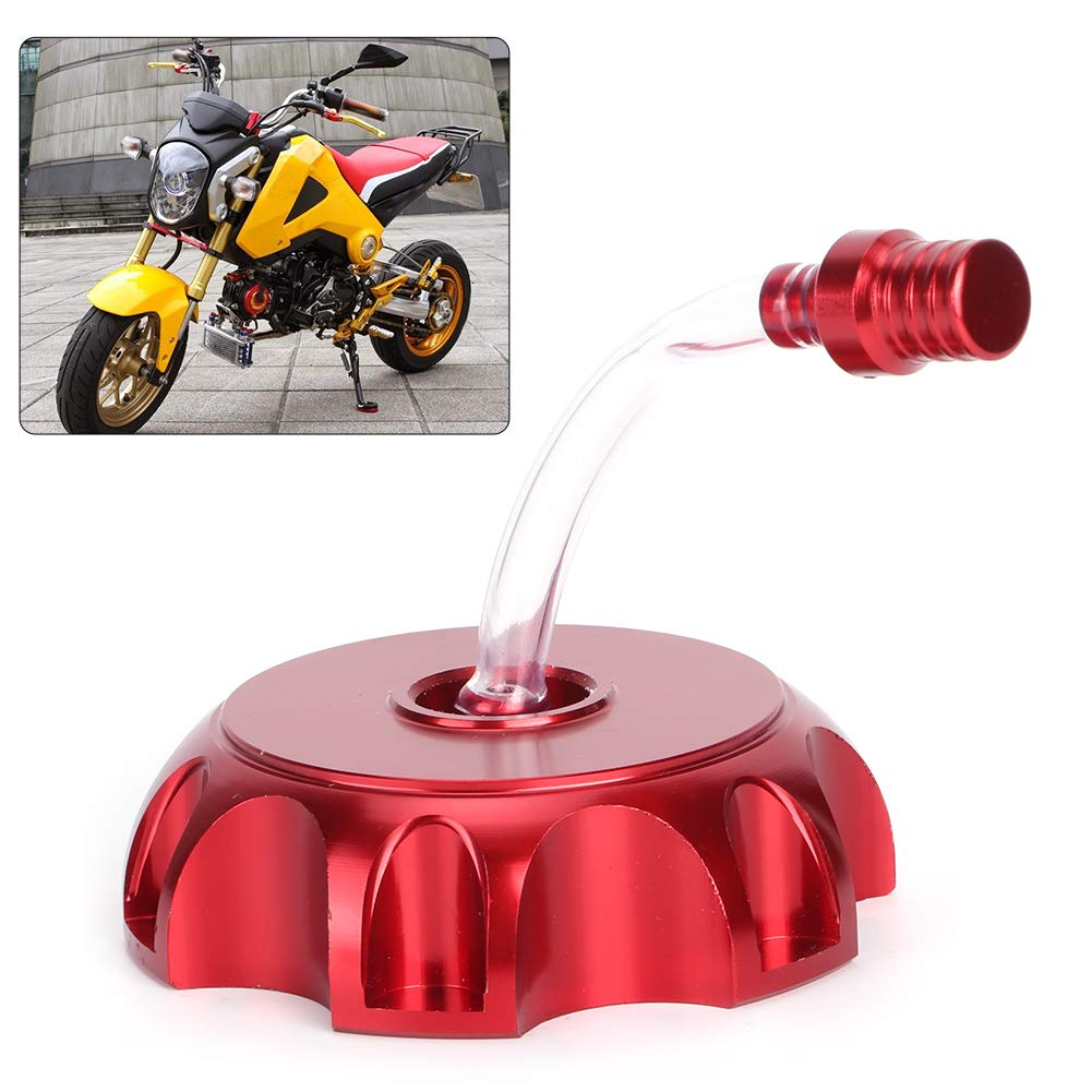 Acouto CNC-Aluminium-Tankdeckel-Entlüftungsabdeckung, Rote Zwei-Wege-Entlüftung für 90 110 125 Dirt Bike ATV-Motorrad mit CNC-Aluminium + PVC-Material von Acouto