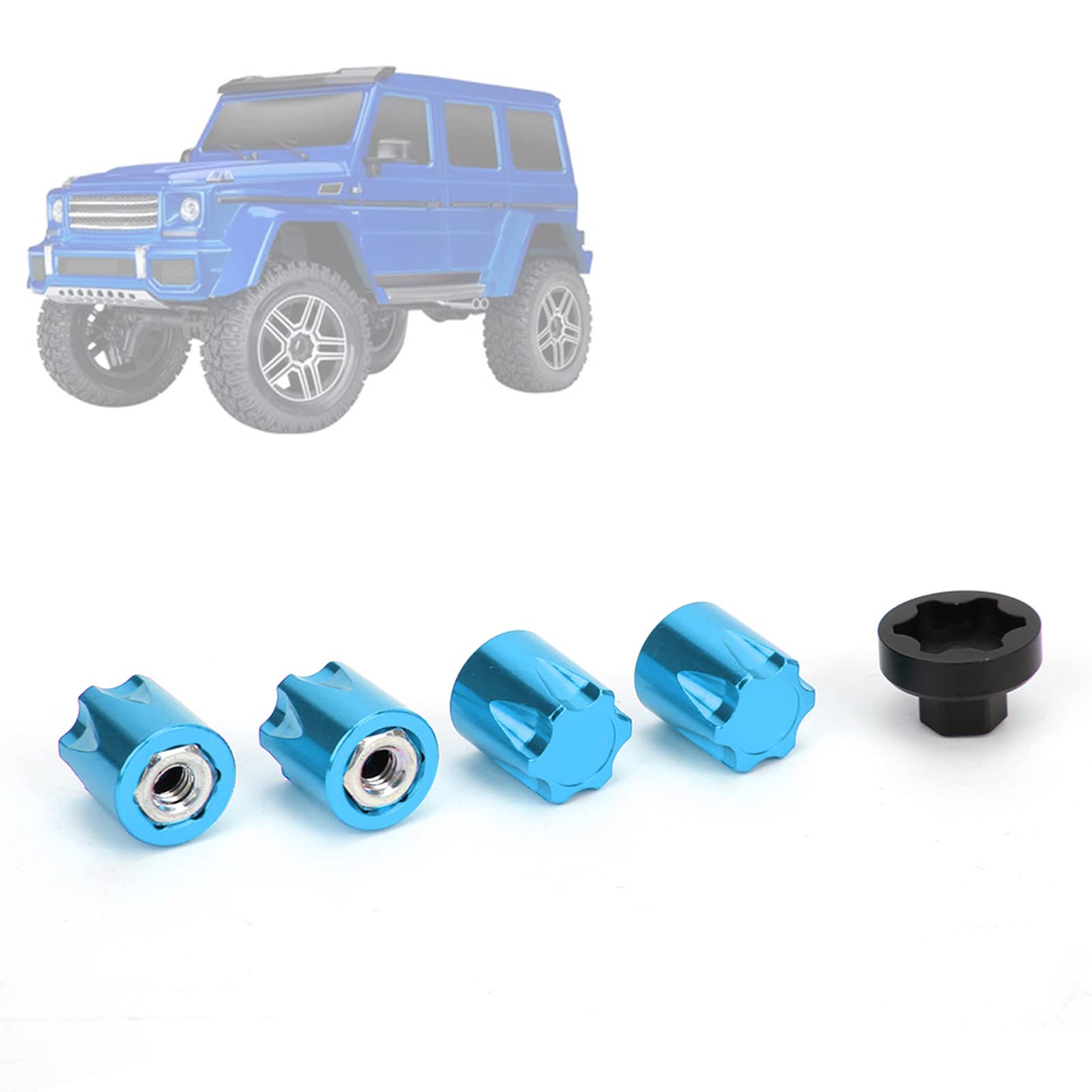 Kompaktes M4-Mutter-Radfelgen-Mittelkappen-Set für TRX4 Axial SCX10 D90 RC-Car, 4-teiliges Robustes und Eloxiertes RC-Rad-Zubehör (Blue) von Acouto