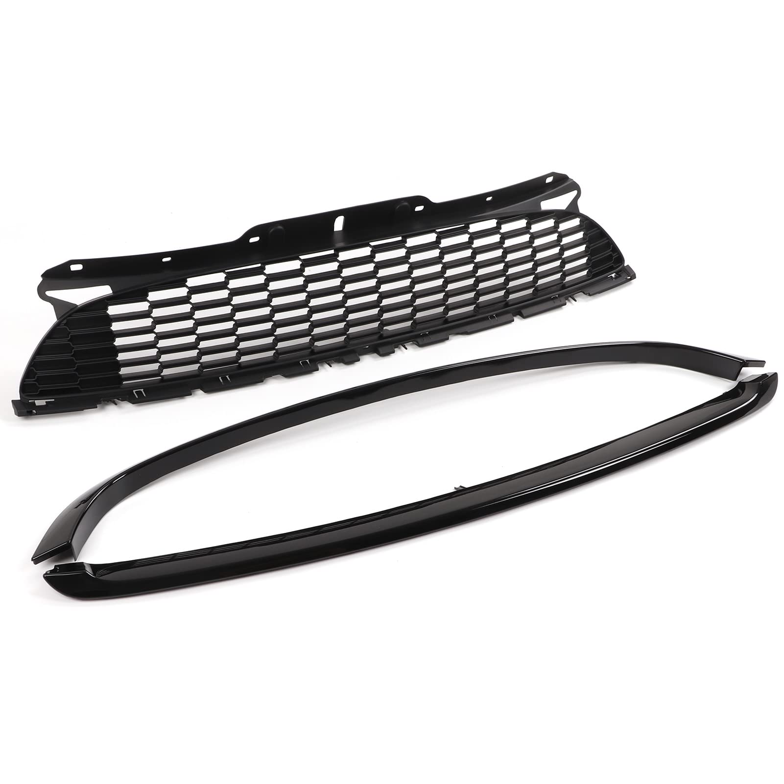 Kühlergrill, 3-teiliges Set, Glänzend Schwarz, Fronthaubengitter, Surround-Cove-Kits für R55, R56, R57, R58, R59 S, JCW-Automobilgitter, Frontstoßstangengrill, von Acouto