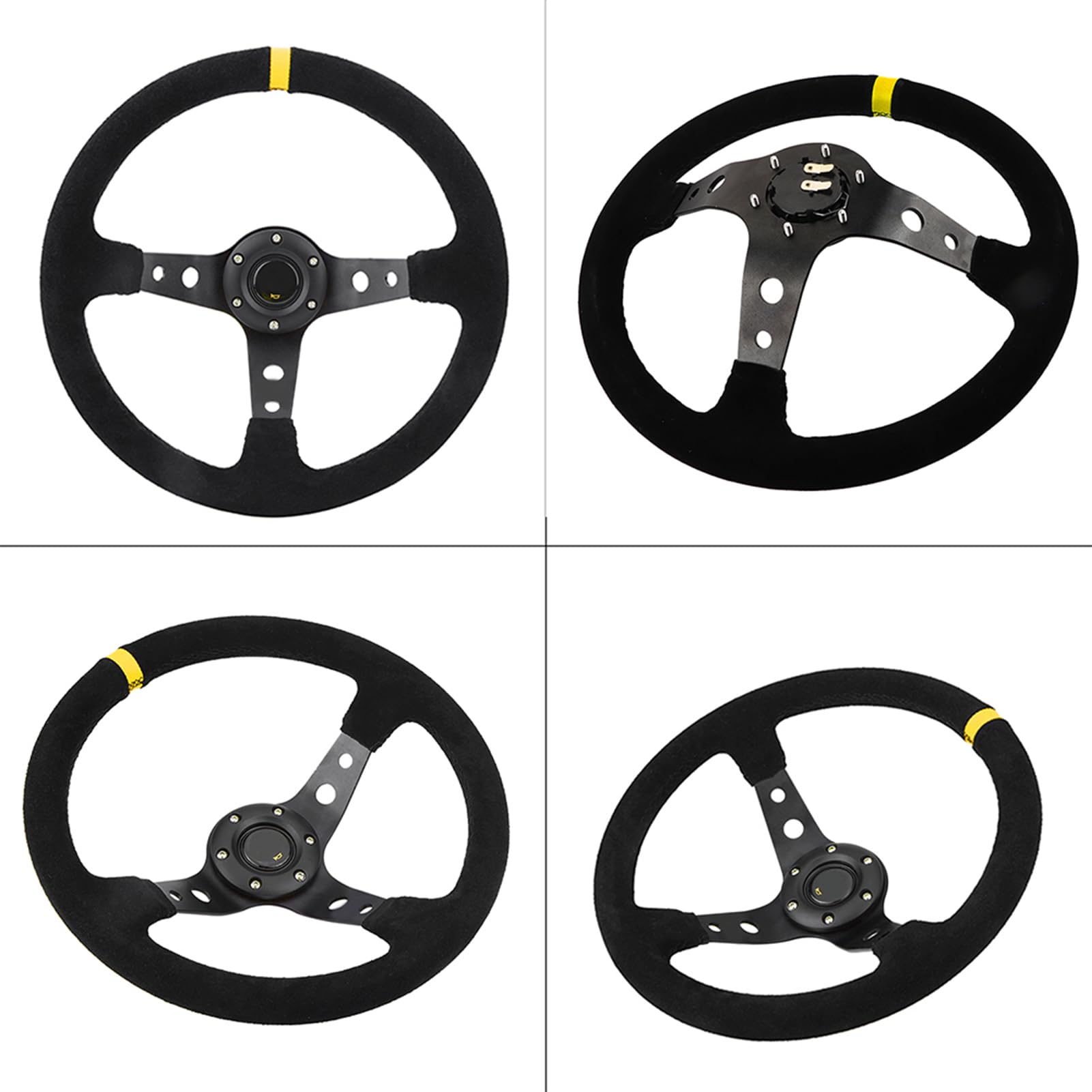 Universelles 35 Cm/14i 6-Loch-Auto-Auto-Renn-Lenkrad mit Hupe. Das Rote Lenkrad Wird Sofort Das Aussehen Ihres Lenkrads Verbessern (YELLOW) von Acouto