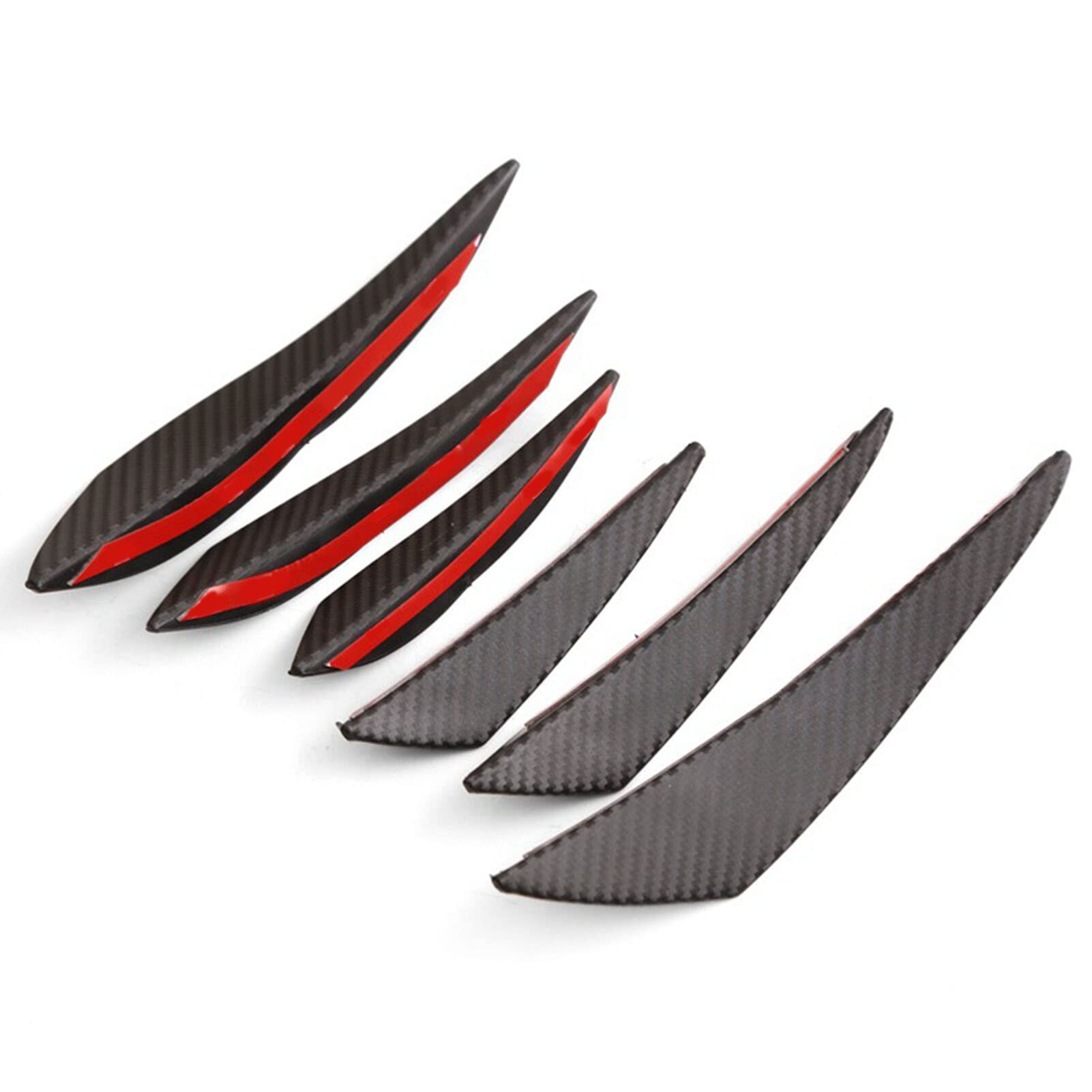 Vordere Stoßfänger Seitlich Canards Fin 6 PCs Universal Fit Car Stoßfänger Lippenspoiler mit Glänzendem Kohlefaser -Stil für Verbesserte Stabilität und Schutz von Acouto