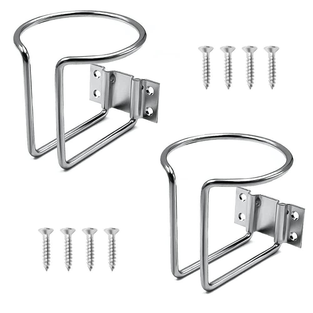 Auto Becherhalter, Boot Ring Getränkehalter Edelstahl Ring Becherhalter, Universal Getränkehalter für Marine Yacht Truck RV Auto Anhänger Hardware (2 Stücke) (Silber) von Acrebow