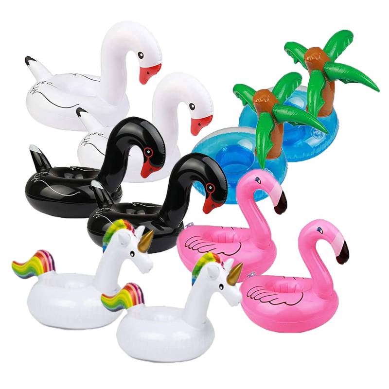 AcserGery Aufblasbare Getränkehalter, Schwimmende Bierregale Badetafter Party dekoriert Pool-Tasse Matte Biergetränk Saft - Kokosnuss/Einhorn/Flamingo/Black Swan/Kleine weiße Gans 10 Stücks von AcserGery