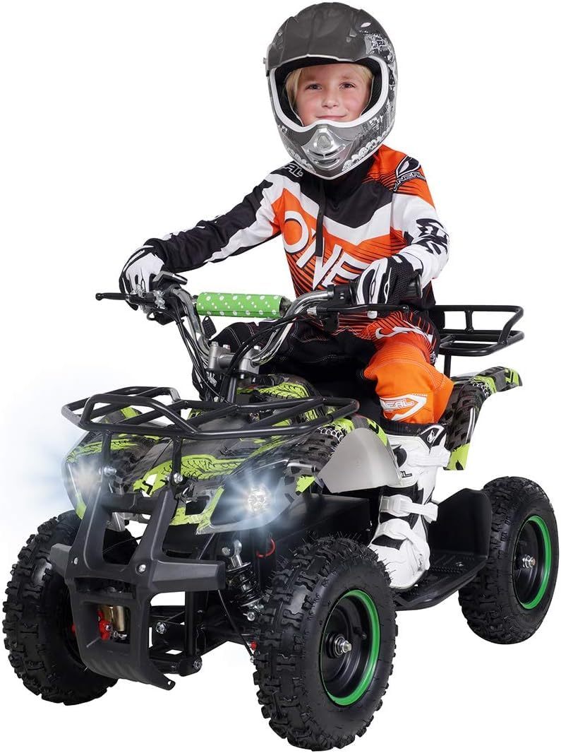 Actionbikes Motors Kinder Elektro Miniquad ATV Torino | 𝟭𝟬𝟬𝟬 Watt 36 Volt - Scheibenbremsen - Umweltfreundlicher Elektromotor - LED-Scheinwerfer - Kinder Quad (1000 Watt Grün Polo) von Actionbikes Motors