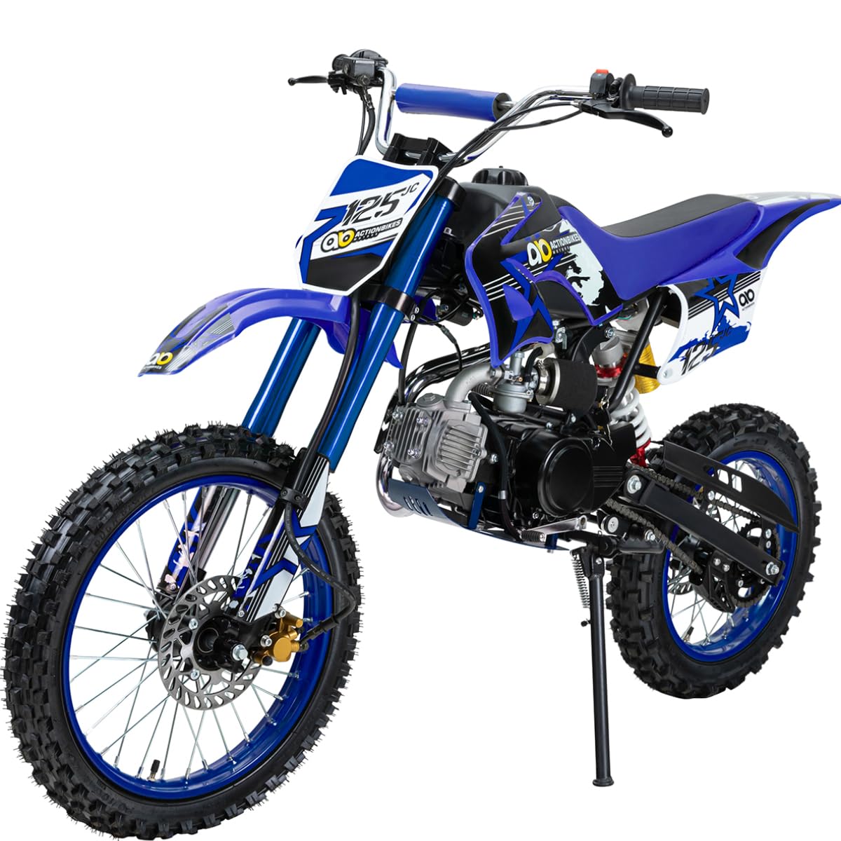 Actionbikes Motors Kinder Jugend Crossbike JC125 | 125 cc - Hydraulische Scheibenbremsen - CDI Zündung - Bis 80 km/h - Pocket Bike - Motorrad - Motocross - Dirt Bike - Enduro - Dirtbike (Blau) von Actionbikes Motors