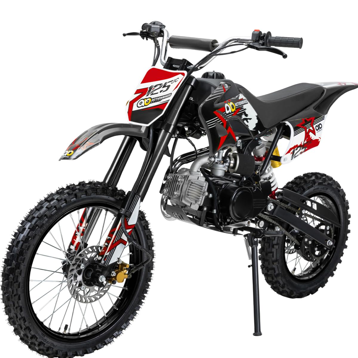 Actionbikes Motors Kinder Jugend Crossbike JC125 | 125 cc - Hydraulische Scheibenbremsen - CDI Zündung - Bis 80 Km/h - Pocket Bike - Motorrad - Motocross - Dirt Bike - Enduro - (Schwarz) von Actionbikes Motors