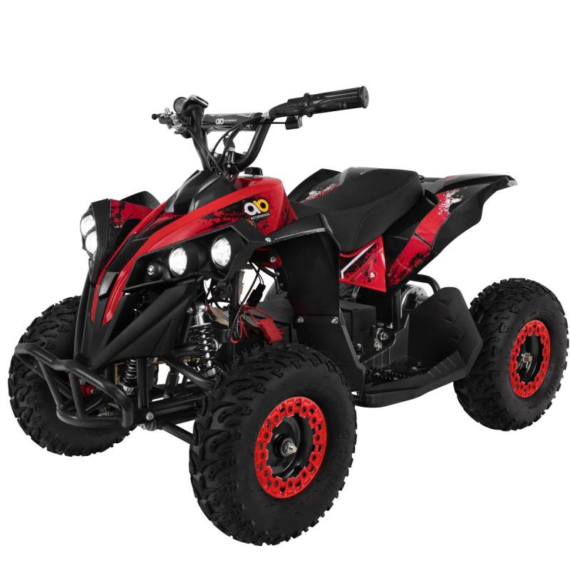 Actionbikes Motors Kinder Quad Elektro ATV Reneblade | 𝟒𝟖 Volt 𝟭𝟬𝟬𝟬 Watt Motor bis 𝟐𝟓 km/h - Kinderquad - Pocket Quad - Miniquad - Safety Fußschalter - Für Kinder ab 6 Jahren (Schwarz/Rot) von Actionbikes Motors