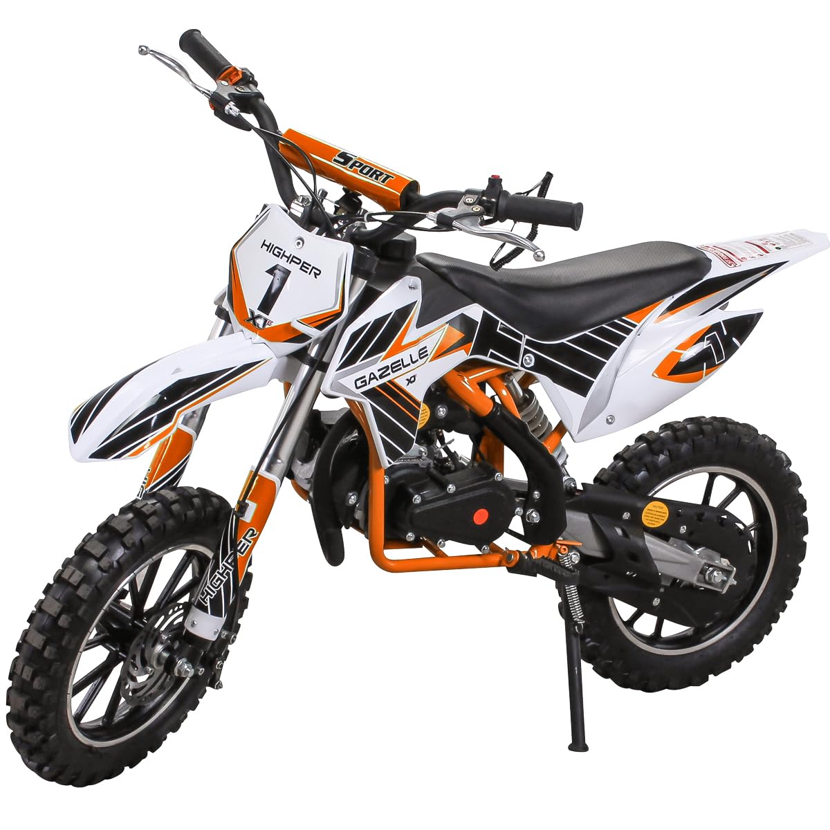 Actionbikes Motors Mini Kinder Crossbike Gazelle 49 cc - Scheibenbremsen - Sportluftfilter - Sportauspuff - Luftbereifung - Pocket Bike - Motorrad - Motocross - Dirt Bike - Enduro - Dirtbike (Orange) von Actionbikes Motors