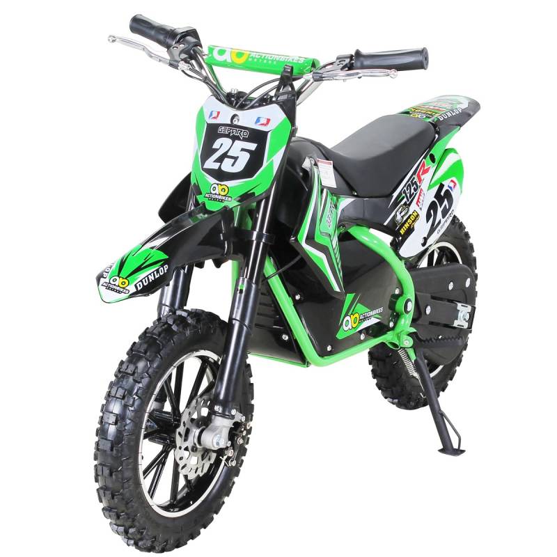 Actionbikes Motors Mini Kinder Crossbike Gepard 𝟱𝟬𝟬 Watt | 36 Volt - Bis 𝟮𝟱 km/h - 3 Geschwindigkeitsstufen - Scheibenbremsen - Pocket Bike - Motorrad - Motocross - Dirt Bike - Enduro (Grün) von Actionbikes Motors