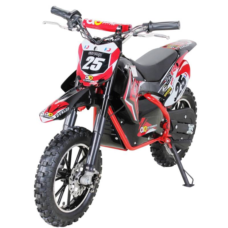 Actionbikes Motors Mini Kinder Crossbike Gepard 𝟱𝟬𝟬 Watt | 36 Volt - Bis 𝟮𝟱 km/h - 3 Geschwindigkeitsstufen - Scheibenbremsen - Pocket Bike - Motorrad - Motocross - Dirt Bike - Enduro (Rot) von Actionbikes Motors