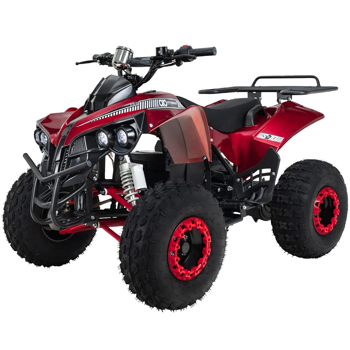 Actionbikes Motors Kinder Quad Elektro ATV S-10 | 𝟒𝟖 Volt 𝟭𝟬𝟬𝟬 Watt Motor bis 𝟐𝟬 km/h - Kinderquad - Pocket Quad - Miniquad - Scheibenbremsen - Für Kinder ab 8 Jahren (Metallic/Rot) von Actionbikes Motors