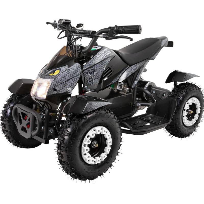 Original Actionbikes Motors Mini Kinder Elektro Quad ATV Cobra I 𝟴𝟬𝟬 Watt 36 V - Pocket Quad - Kinderquad - Safety Touch System Fußschalter - 3 Geschwindigkeitsstufen (Grau/Schwarz) von Actionbikes Motors