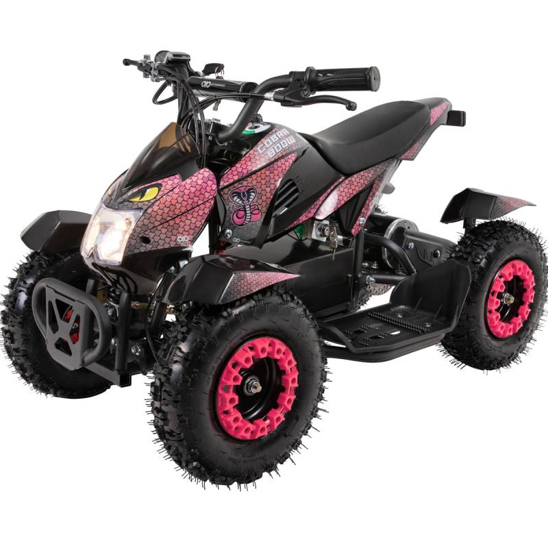 Original Actionbikes Motors Mini Kinder Elektro Quad ATV Cobra I 𝟴𝟬𝟬 Watt 36 V - Pocket Quad - Safety Touch System Fußschalter - 3 Geschwindigkeitsstufen (Pink/Schwarz) von Actionbikes Motors