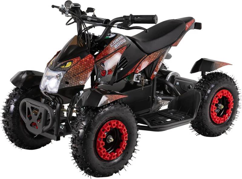 Original Actionbikes Motors Mini Kinder Elektro Quad ATV Cobra I 𝟴𝟬𝟬 Watt 36 V - Pocket Quad - Safety Touch System Fußschalter - 3 Geschwindigkeitsstufen (Rot/Schwarz) von Actionbikes Motors