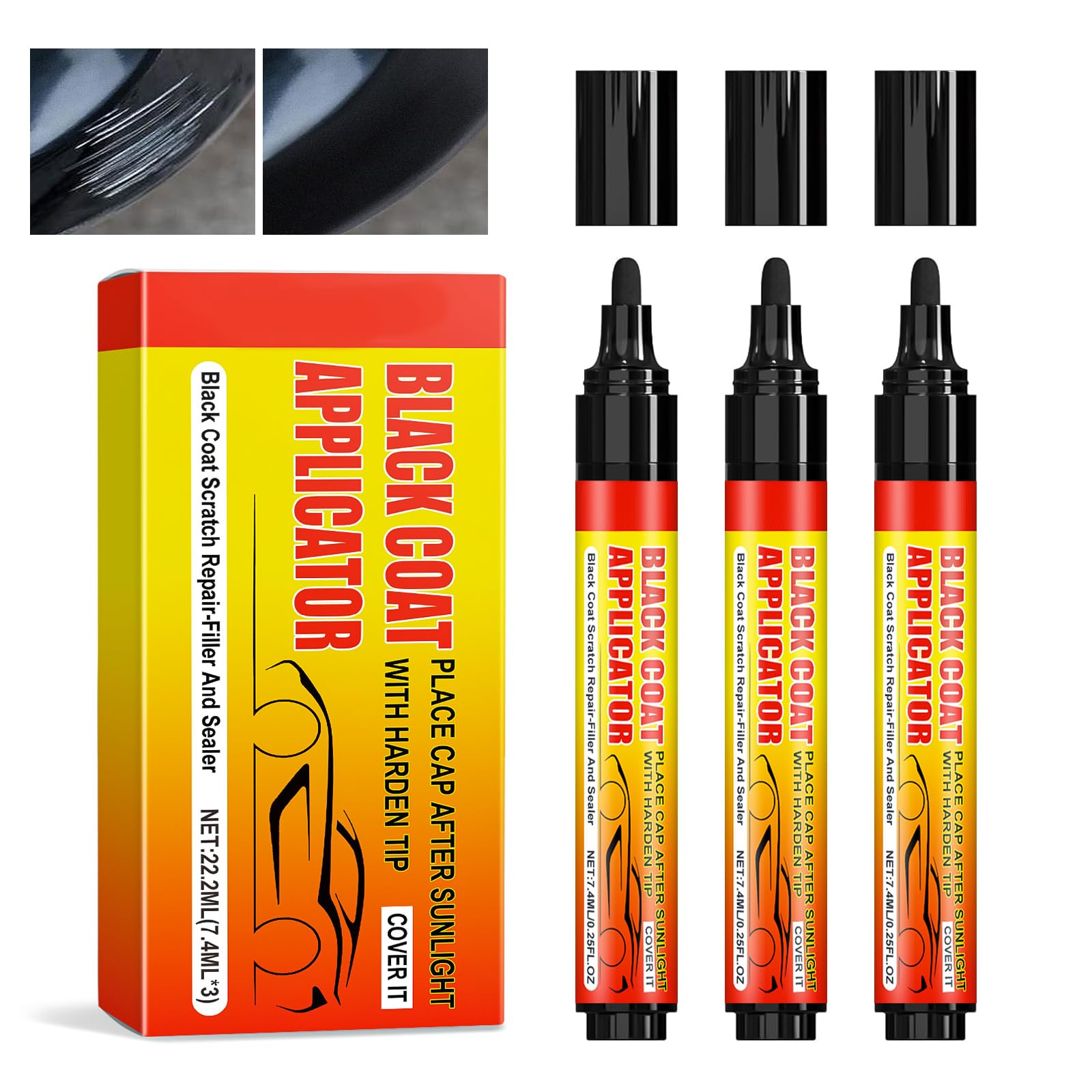 Actsime Lackstift Schwarz, 3 Stück Auto Lackreparaturstift Reparatur Lack Auto Kratzer Reparatur Stift für Ausbesserung Steinschlägen und Kratzern von Actsime