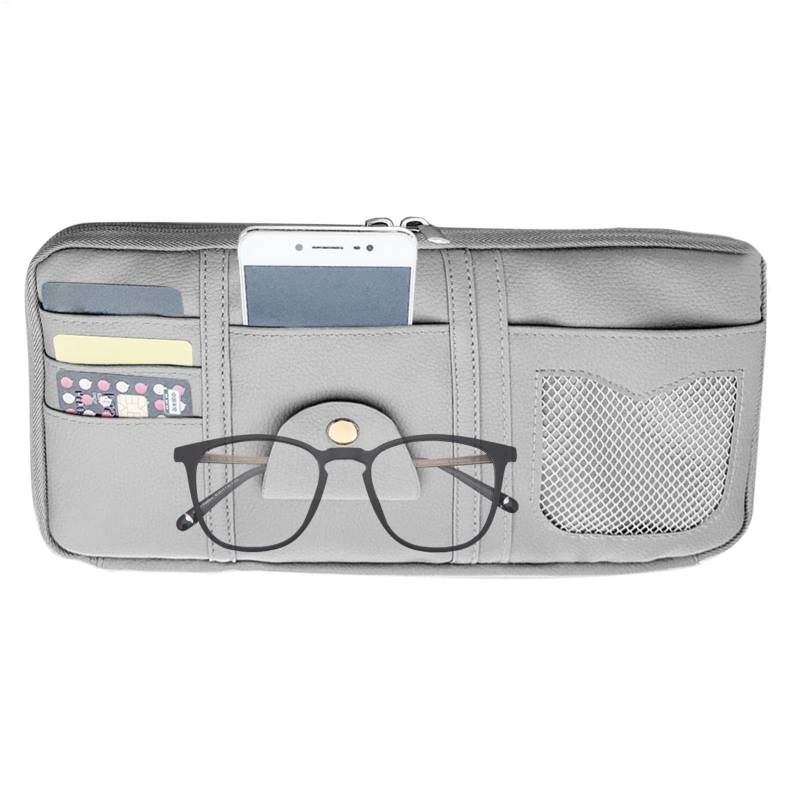 Acunny Autokartenhalter, Lagerbeutel für Autos,PU Pocket Organizer Beutel - Multifunktionales Sonnenvisorabdeckung, Fahrzeug -Innenzubehör für die Sonnenbrille, Dokumente, Karten, Stift, Führerschein von Acunny