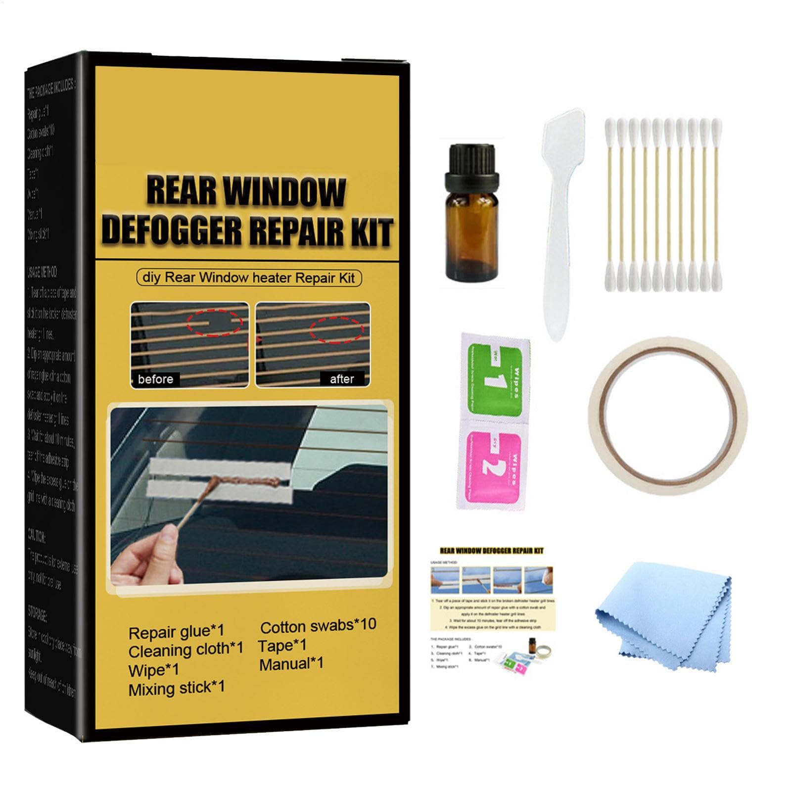 Acunny Reparatursatz Für Heckscheibenheizung | Auto Heckscheibenheizung Defroster Grid Repair Kit Heckscheiben-Chip-Reparatur-Set, Behebt Zerkratzte von Acunny