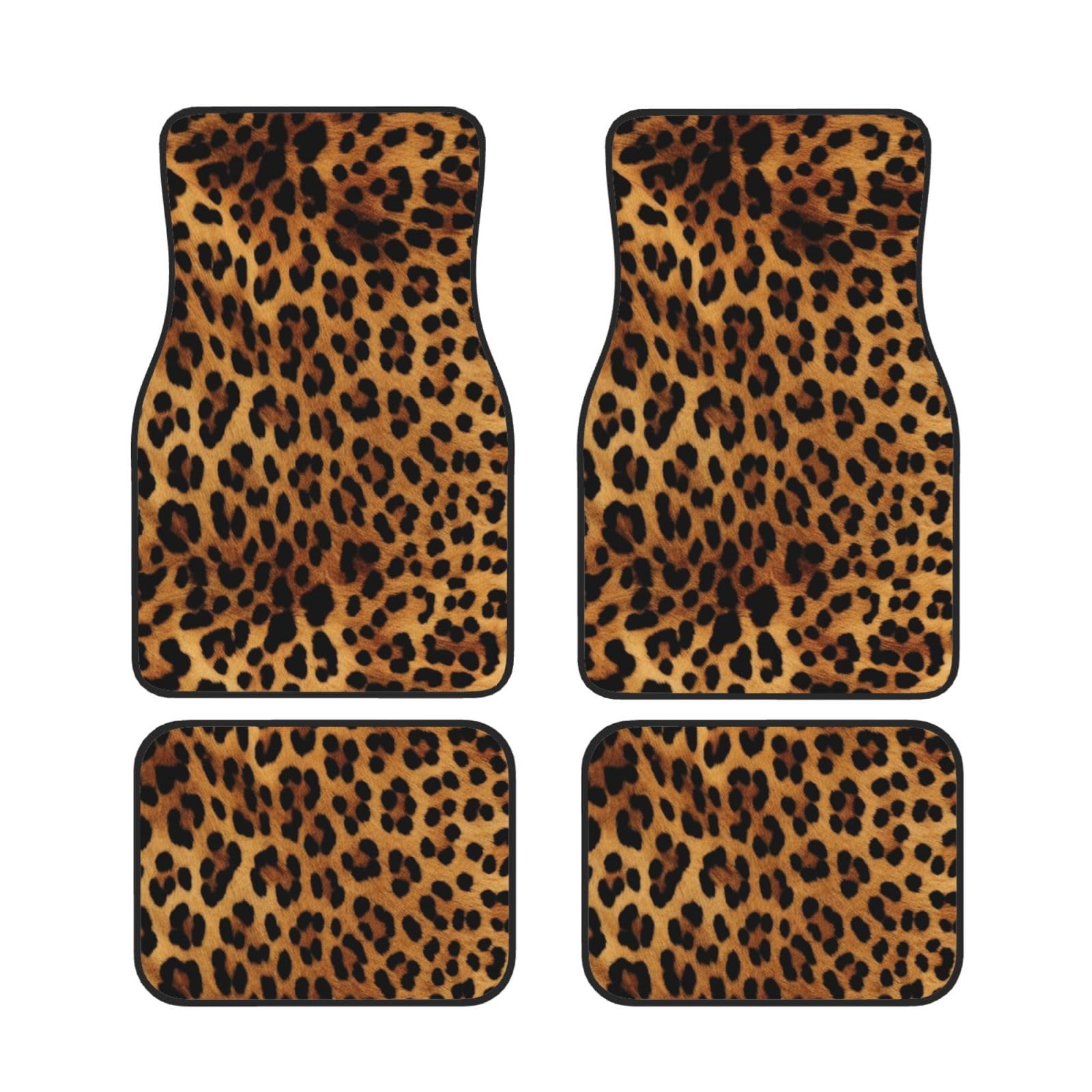 Auto Fußmatten Leopard Skin Print Wasserdicht Auto Pads Universal Auto Vorne Hinten Fußmatten Anti-Rutsch Automatten Set von 4 Stück für SUV Vans LKW Auto Zubehör Dekor von AdaNti