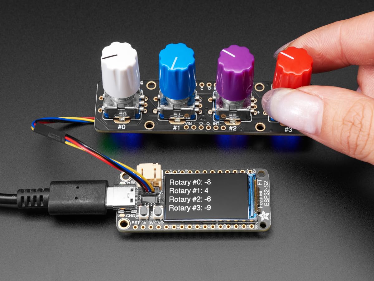 Adafruit I2C Quad Rotary Encoder Breakout mit NeoPixel, ohne Drehencoder, STEMMA QT/Qwiic, 5752 von Adafruit