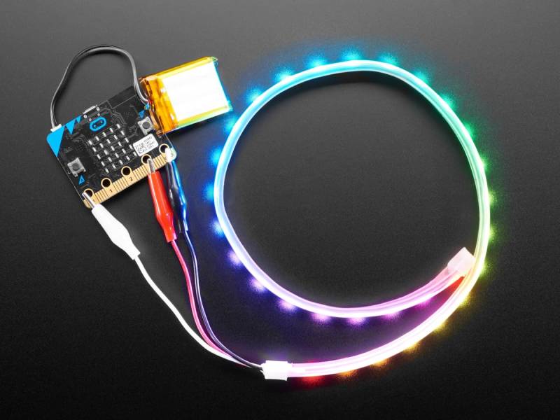 Adafruit NeoPixel LED-Streifen mit Krokodilklemmen, 60 LED/m, 0,5m lang, Black Flex, 3811 von Adafruit