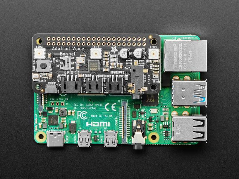 Adafruit Voice Bonnet für Raspberry Pi, Zwei Lautsprecher + zwei Mikrofone, 4757 von Adafruit