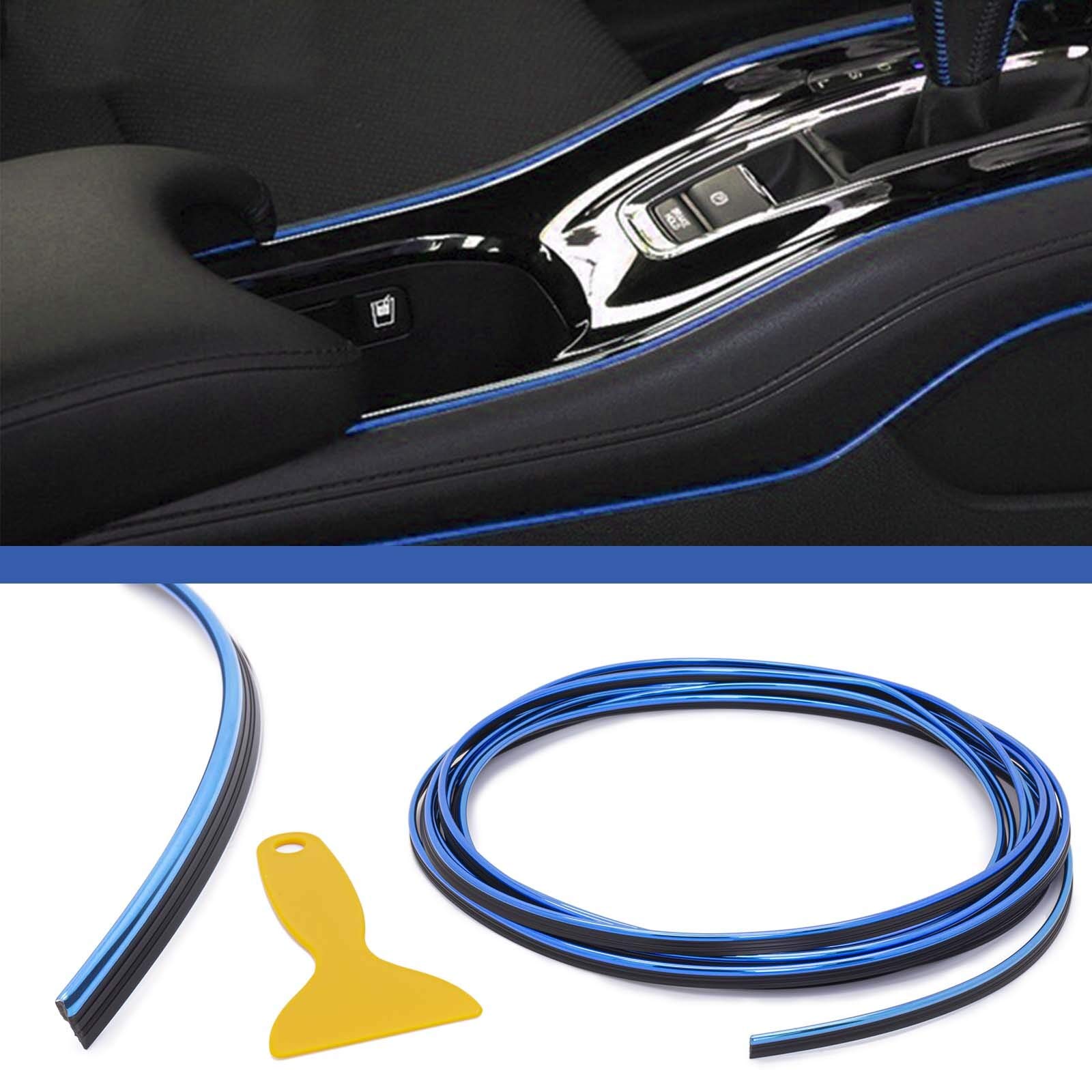 5m Auto Innen Raum Dekoration Design Strip Line Zier Leiste Streifen Metallic Blau von Adapter Universe