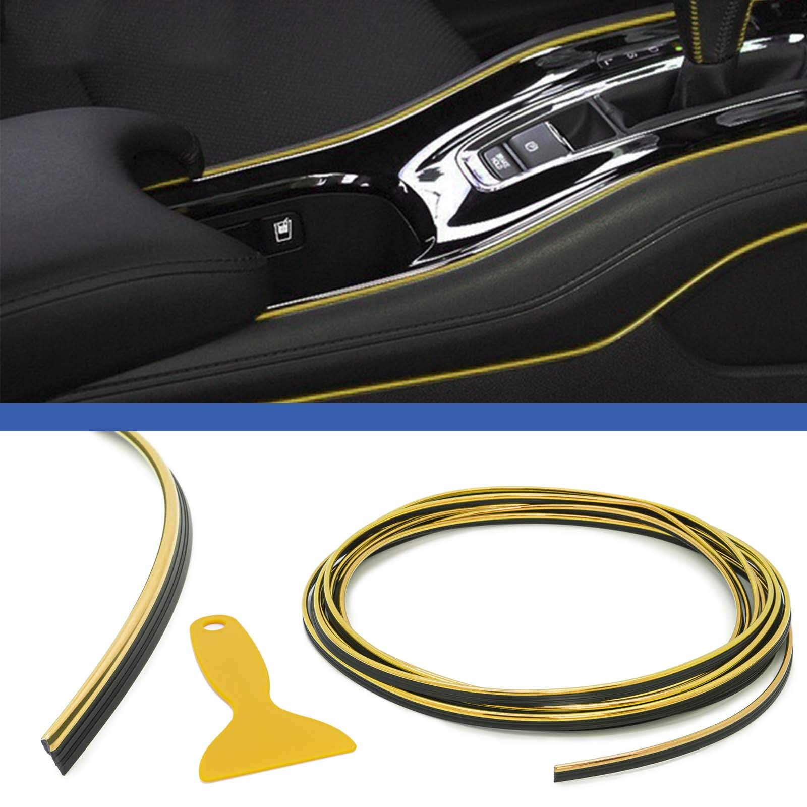 5m Auto Innen Raum Dekoration Design Strip Line Zier Leiste Streifen Metallic Gold von Adapter Universe