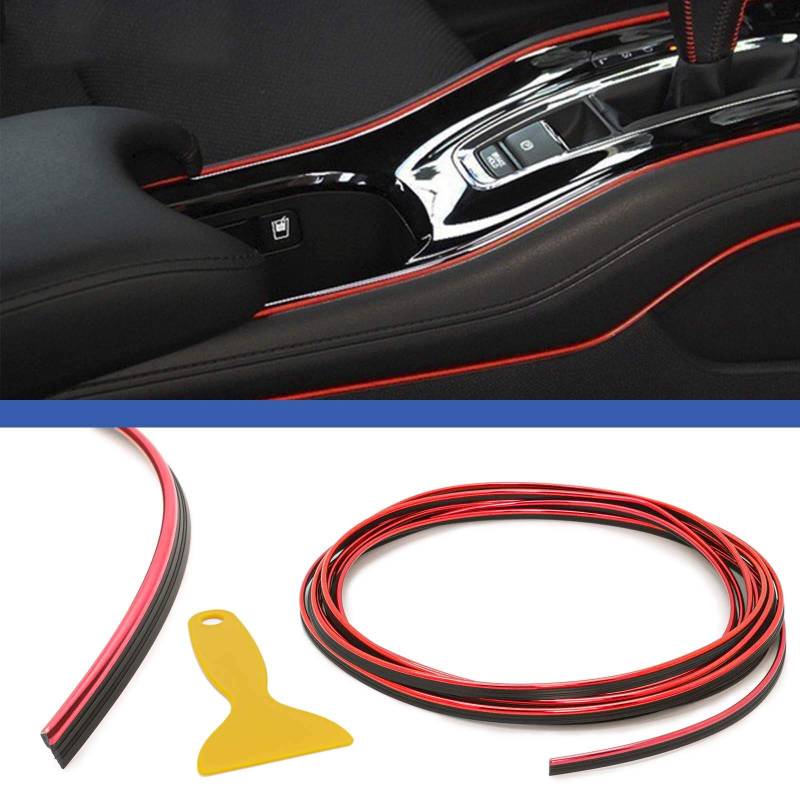 5m Auto Innen Raum Dekoration Design Strip Line Zier Leiste Streifen Metallic Rot von Adapter Universe