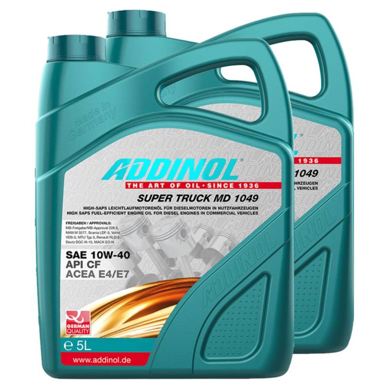 2X Addinol Motoröl Motorenöl Motor Motoren Motor Oil Engine Oil Diesel 10W-40 Super Truck Md 1049 5L Diesel von Addinol